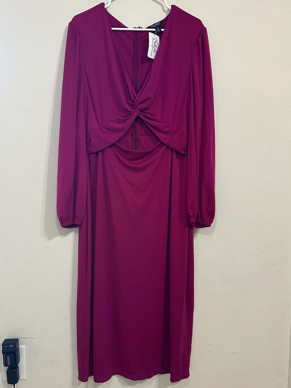 Ralph Lauren Collection V-Neck Midi Length Dress - Pink Dresses, Clothing - RAL6